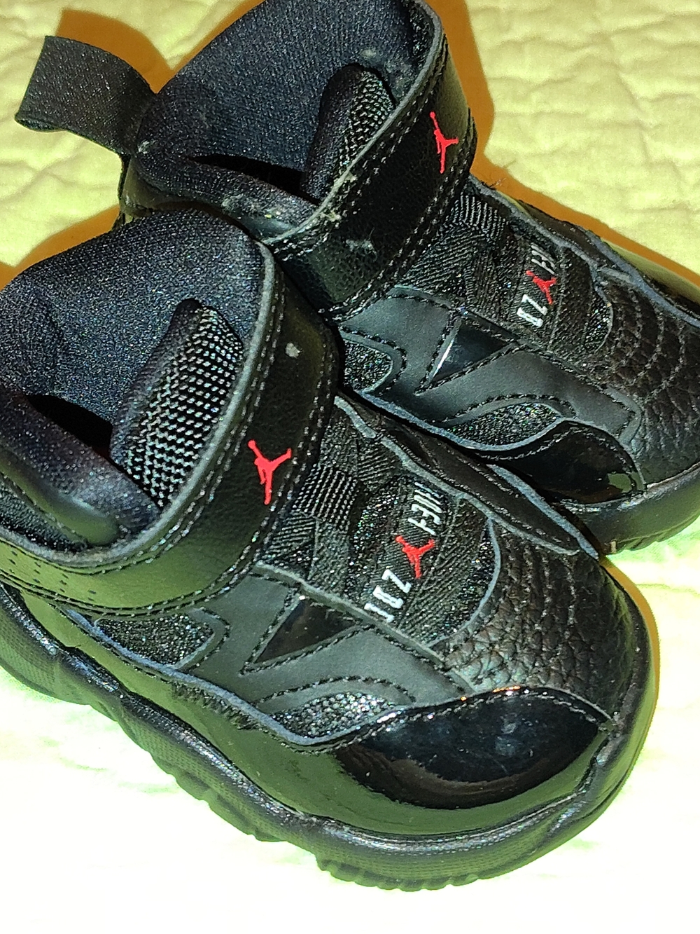 Jordan Black and Red Infant/Toddler Strap Sneakers